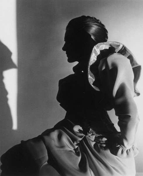 Paloma Picasso wearing a dress by Karl Lagerfeld.