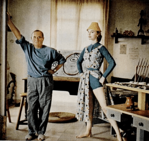 mark shaw joan miro and model in studio 1955