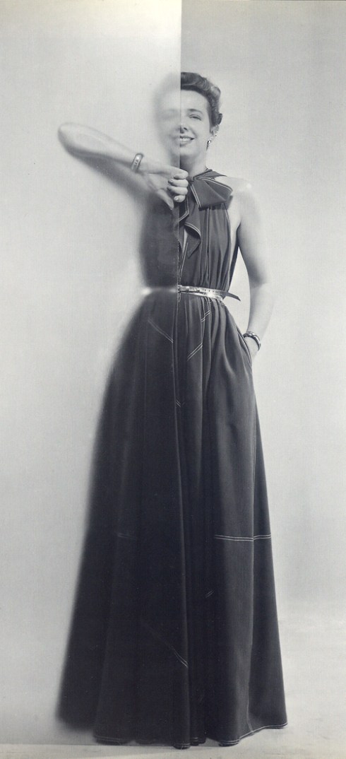 Claire McCardell modelling her Future Dress, ph. by Erwin Blumenfeld