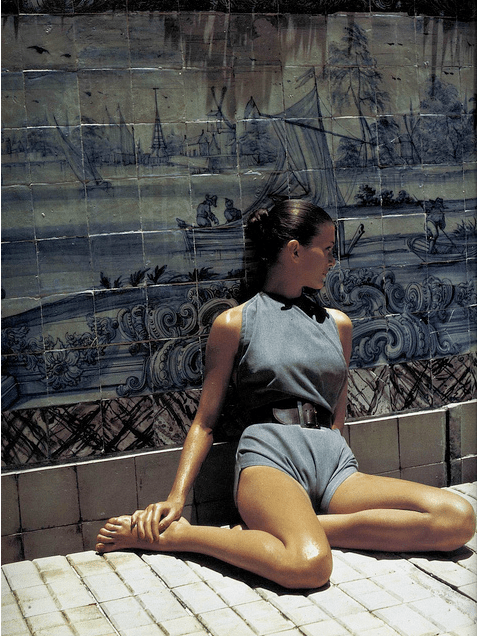 Denim Playsuit by Claire Mc Cardell, photo by Louise Dahl-Wolfe, 1946