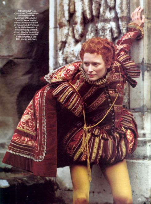 Tilda Swinton as Orlando photographed by Karl Lagerfeld for Vogue, July 1993