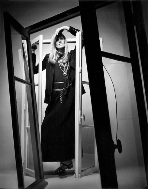 .Betty Catroux in Yves Saint Laurent Rive Gauche photographed by Jeanloup Sieff for Vogue Paris 1969