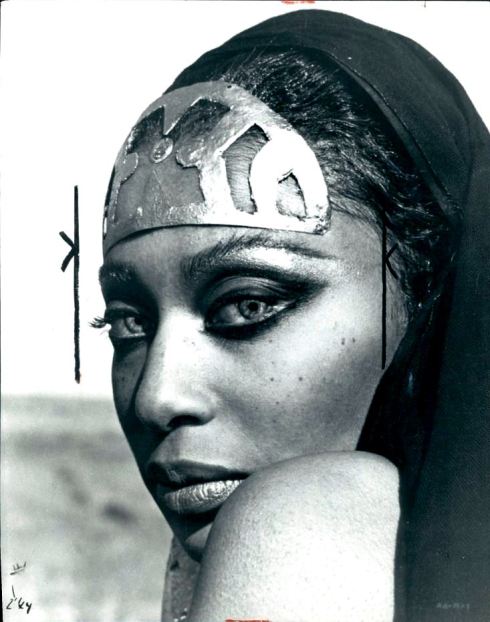 Donyale Luna on the set of Satyricon