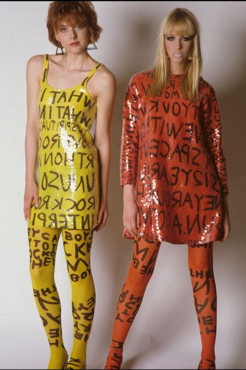 Fall 1984 sequined graffiti dresses