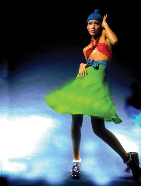 Pat Cleveland wearing Stephen Burrows. Photograph by Charles Tracy.